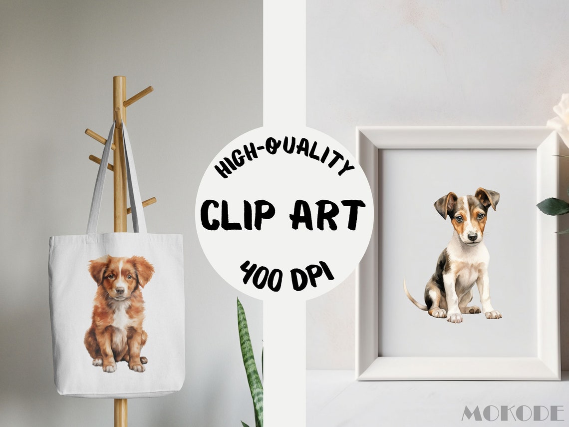 Watercolor Puppy Breed Clipart Bundle, 101 Dog PNG Images (digital ...