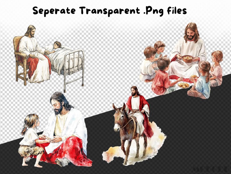 Jesus With Kids Clipart 20 Png, Watercolor New Testament Jesus Christ ...