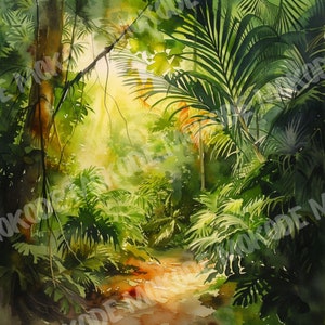 13 hoogwaardige aquarel jungle ontwerpen png, Amazoneregenwoud illustratie, journaling, kunst aan de muur, digitale download, commercieel gebruik