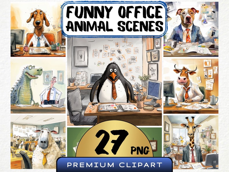 junk journal	card making	funny farm animal	silly animal clipart	humorous animals	funny office animal	funny dog clipart	workplace graphics	watercolor animals	office animal art	farm animal in suit	businessman dog	funny business pet