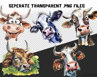 面白い牛の顔のクリップアート 34 PNG、かわいい牛の似顔絵、風変わり