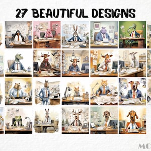 Funny Office Animal Clipart, 27 PNG Caricatures (Digital Art) image 2