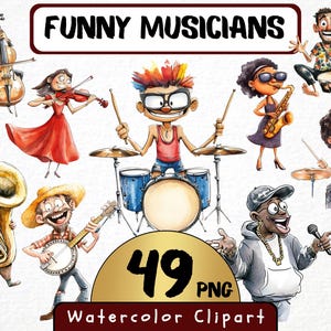 Funny Musical Animals Clipart 38 Png, Cute Animals Playing Guitar, Silly Band, Cartoon Dog, Nursery Music, Digital Art, Scrapbooking, Prints