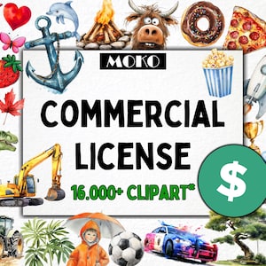 Commercial License MokoDE, No Credit, Digital Download Clipart Commercial Rights, POD, Cards, Planners
