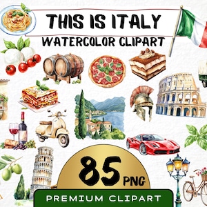 Watercolor Italy Clipart 85 Png, Italian Food Clipart, Summer Italy Trip Tradition, Rome Street, Clipart Instant Download Pizza, Colosseum