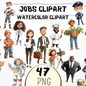 Clipart di lavori in stile cartone animato 47 PNG, illustrazione di personaggi di professioni ad acquerello, arte di persone occupate, arte di quando sarò grande,