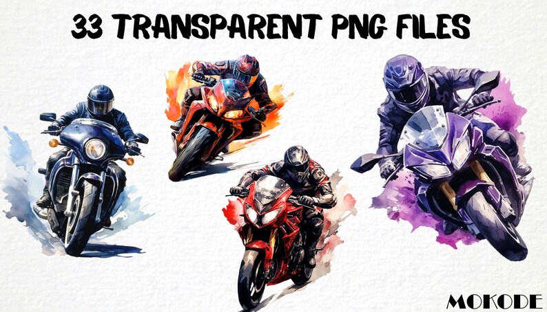 Vibrant Watercolor Racing Bikes Clipart Set, High-Quality Digital Art Featuring Bicycles in Motion, Ideal for Creative Projects, Scrapbooking, digital art, download, racing bikes, bicycles, sports, dynamic graphics, motion, high-quality, art design.