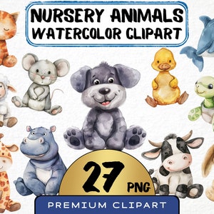 Aquarell Kinderzimmer Tier Clipart 27 Png, süßes Stofftier, Plüschtier, druckbare digitale Datei, Einladungskarte, kommerzielle Nutzung