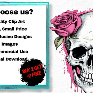 Explore a captivating clipart set featuring skulls and roses in diverse designs. Perfect for Gothic, tattoo, and edgy-themed projects. Find skull and rose illustrations, vintage motifs, and more!" Halloween, Skulls, Skull Clipart, Halloween Art