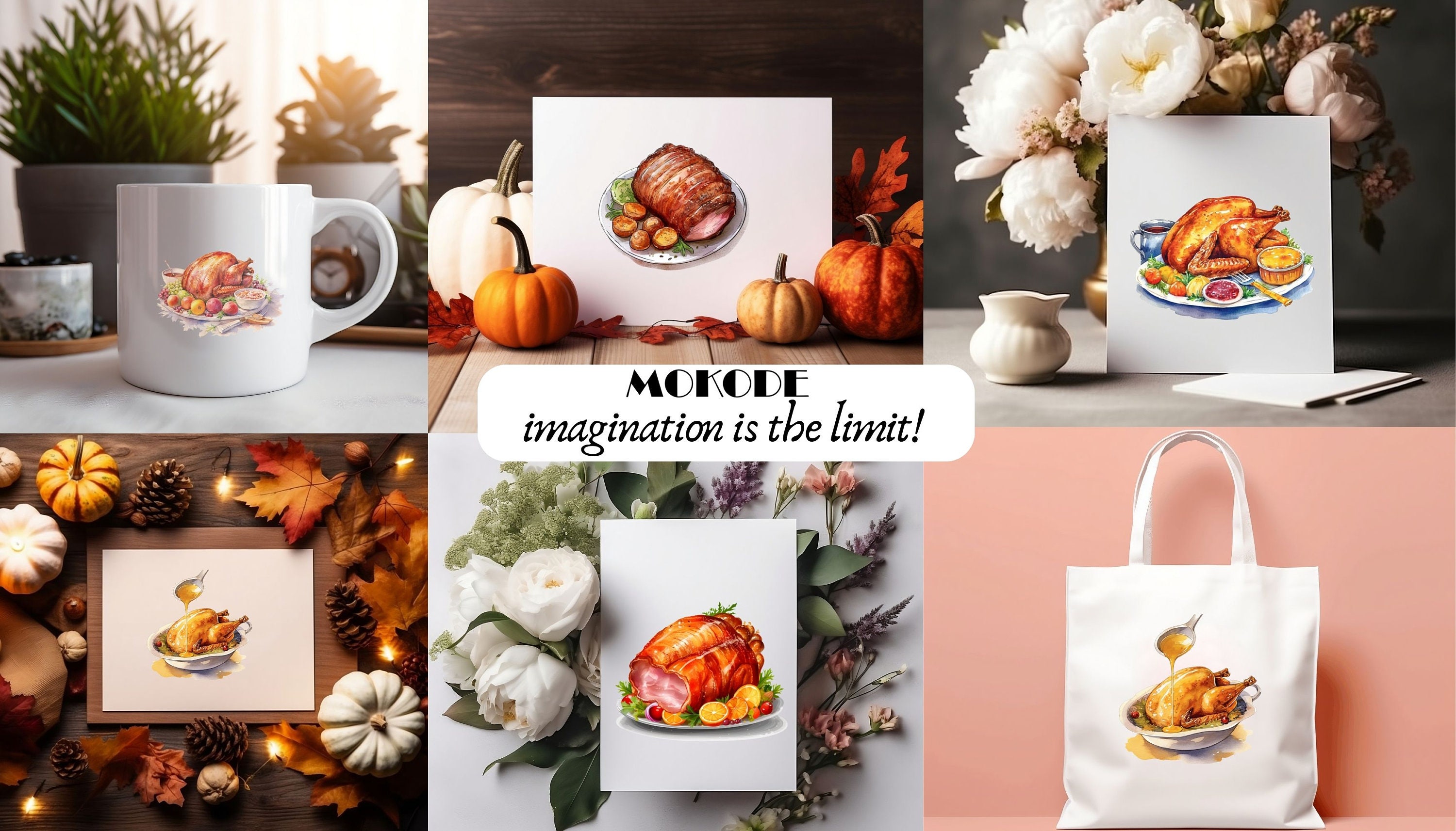 Watercolor Turkey Dinner Clipart Set of 27 (Download Now) - Etsy