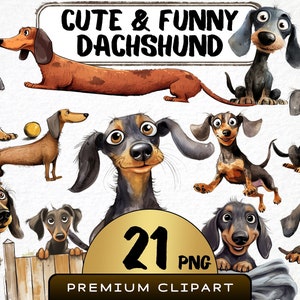 Lindo Dachshund Clipart 20 Png, Lindas Mascotas Caricaturas, Cachorros Acuarela, Perro Divertido, Animales De Dibujos Animados, Impresiones Digitales, Pegatinas Scrapbooking