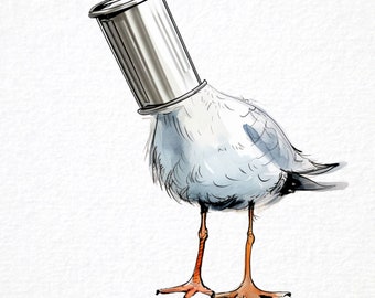 Lustige Möwe Aquarell Clipart, lustige Vögel, lustige Möwen (digitaler Download)