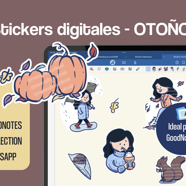 Stickers de Otoño digitales imprimibles para decoración de Halloween, Agendas y GoodNotes