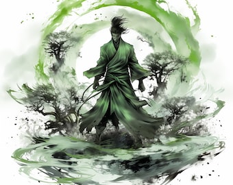 Impresiones artísticas en acuarela de Asesino del Viento: 16 diseños PNG (Descarga digital)