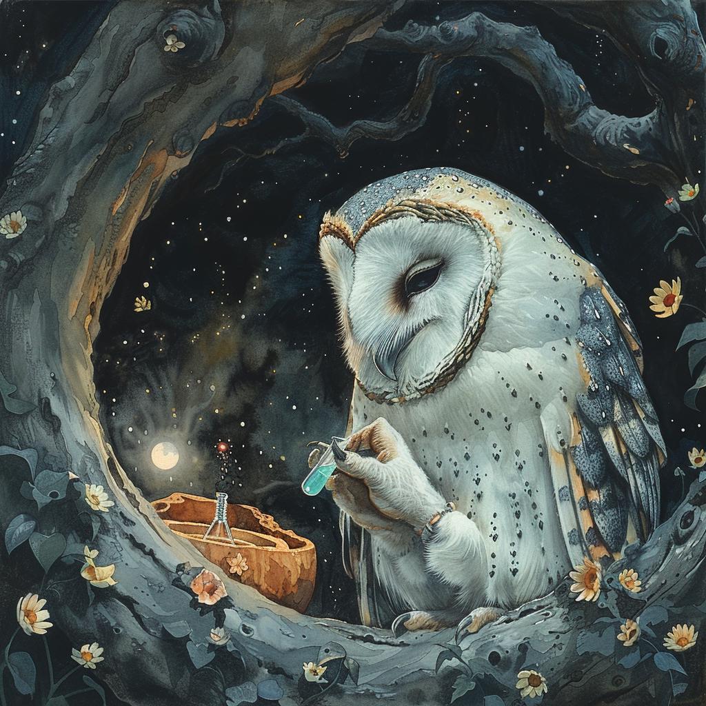 Watercolor Owl Experiment Art Prints: Scientific Night Owl Designs (Digital Download)