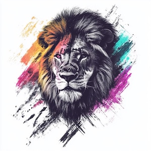 Colorful Lion - High Quality Watercolor Digital Art - 16 Designs