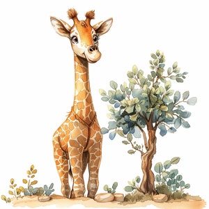 Cute Giraffe - High Quality Watercolor Digital Art - 16 Designs