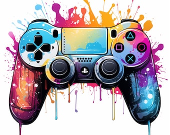 Arte de acuarela para el mando de PS5: 11 diseños PNG (descarga digital)