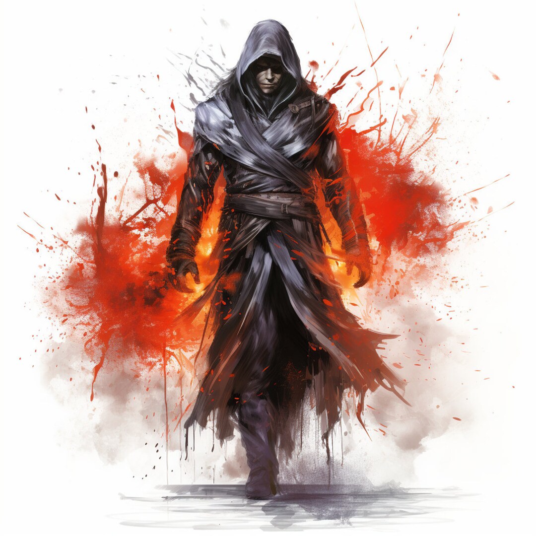 Fire Assassin Watercolor Art Prints: 16 PNG Designs (digital Download ...