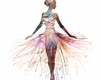 Arte de acuarela de bailarina: silueta, 13 diseños PNG (descarga digital)