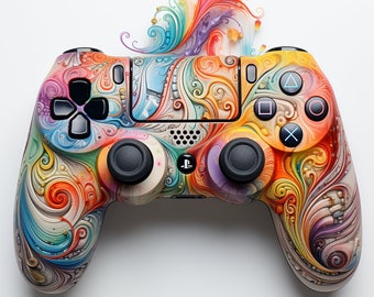 Arte fractal para el mando de PS5: 16 diseños PNG (descarga digital)