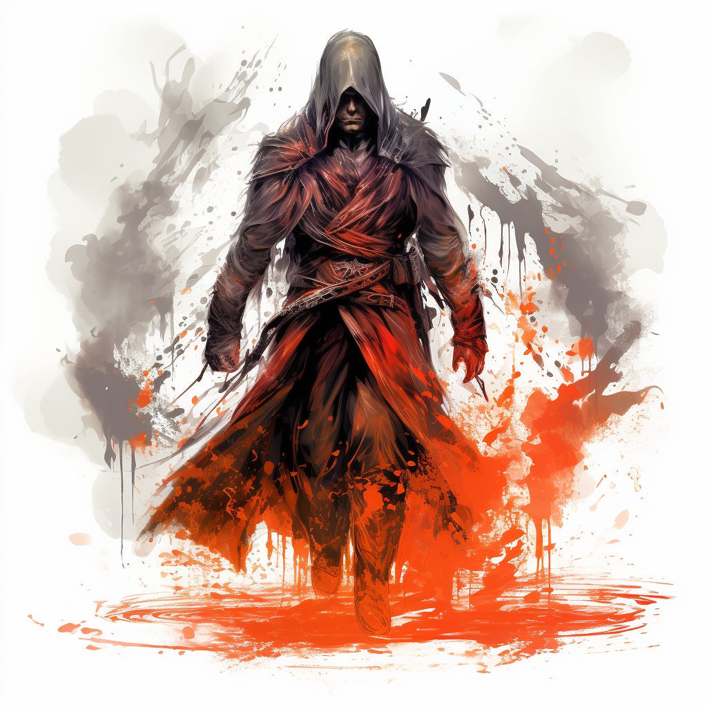 Fire Assassin Watercolor Art Prints: 16 PNG Designs (digital Download ...