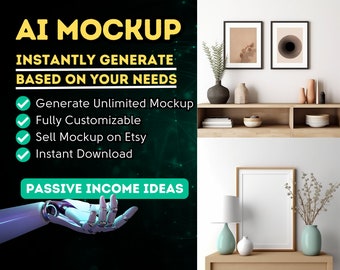 Midjourney Etsy Rammockupgenerator, Generativ AI-konst, Midjourney Generator Väggkonst Rammockups, AI Generator Väggkonst Mockup Ram