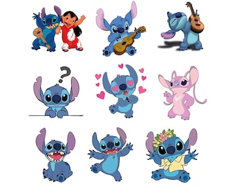 Pack SVG Lilo and Stitch : 9 modèles numériques imprimables pour vêtements, décoration d'intérieur et accessoires