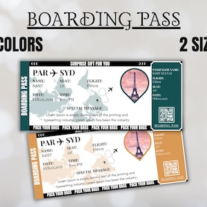 Printable Boarding Pass Airline Ticket Gift Surprise Trip Reveal Surprise Vacation Instant Download | Editable Ticket Gift For Him For Her