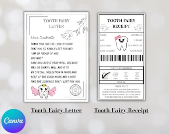 Zahnfee Brief erste Zahnfee Zertifikat Zahnfee Hinweis verlorene Zahnfee Quittung junge Mädchen druckbare digitale Sofort Download