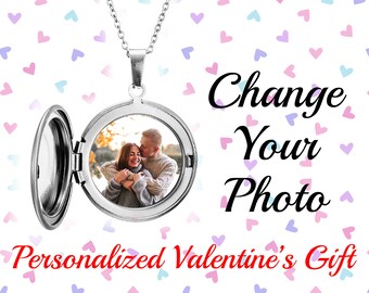 Personalized Locket Necklace With Photo - Silver or Gold Locket Necklaces with Photo - Locket Necklace With Photo Inside