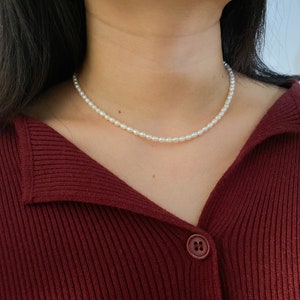 Mini Oval Pearl Choker Necklace by Glossiethinc Jewelry • Dainty Pearl Beaded Necklace • Wedding, Bridal Jewelry • Bridesmaid Gifts