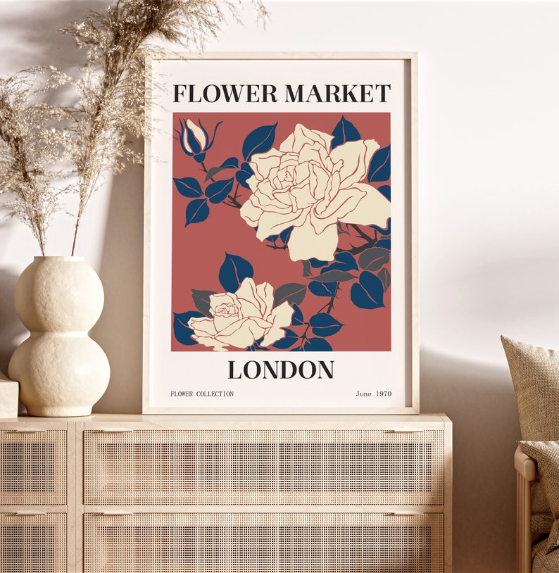 Flower Gallery Wall Art Set of 6, Flower Market Print, Botanical Print