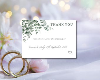 Personalised Eucalyptus Wedding Thank You Cards | A6 Stationery