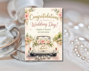 Personalised card wedding day greetings card A5, custom wedding card, bride and groom, mr and mrs, special couple print inside