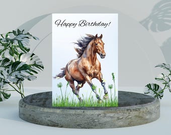 Custom Greeting Card Personalised Horse Birthday Card, Horse Lover Gift For Her Or Him, Pony Animal Card, Horse Riding Theme