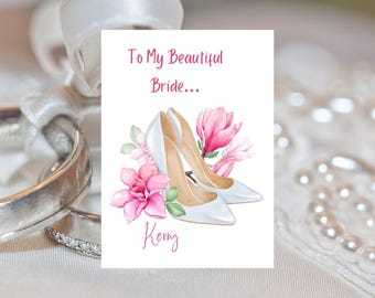To My Bride Card A5 Personalised Card, Beautiful Bride Wedding Card, Special Bride, Custom Bride Card, Kraft Envelope, Wedding Day