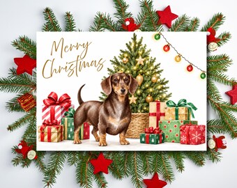 Christmas card, Personalised Dachshund Design for Dog Lovers, Funny A5 Folded Greeting, Thoughtful Seasonal Gift