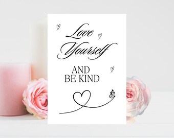 Personalised Sympathy Card, Love Yourself Be Kind Message, British Handmade Paper Keepsake