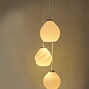 Pendant light made with biosourced and reused materials 3 lamps of your choice image 2