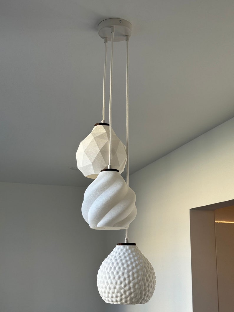 Pendant light made with biosourced and reused materials 3 lamps of your choice image 3