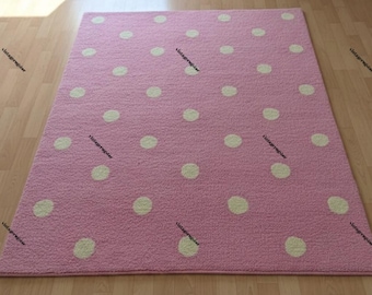 Hand-Tufted Pink Polka Dot Rug | Soft Nursery Carpet