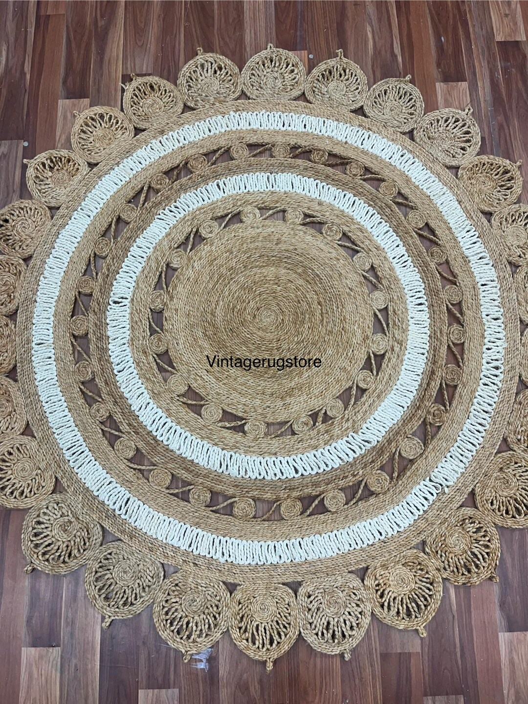 Yute Round Rug Handmade Natural Jute Round Rug: Vintage Home Decor - Etsy
