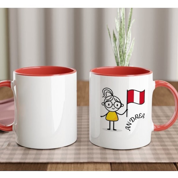 Taza de cerámica personalizada con el nombre, taza de cerámica Perú