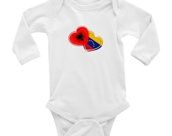 Body avec drapeaux personnalisés, body bébé manches longues, body bébé personnalisé avec drapeaux pays maman et papa