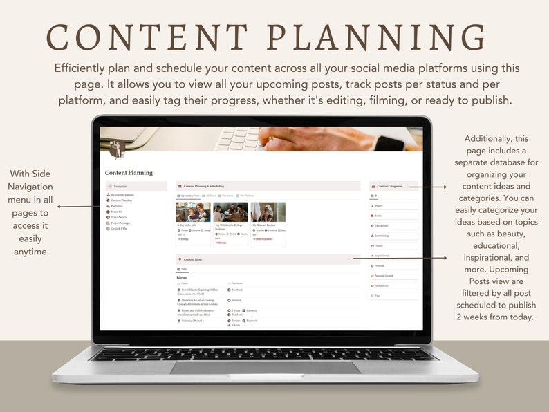 PLR Social Media Planner Notion Template Content Planner Etsy