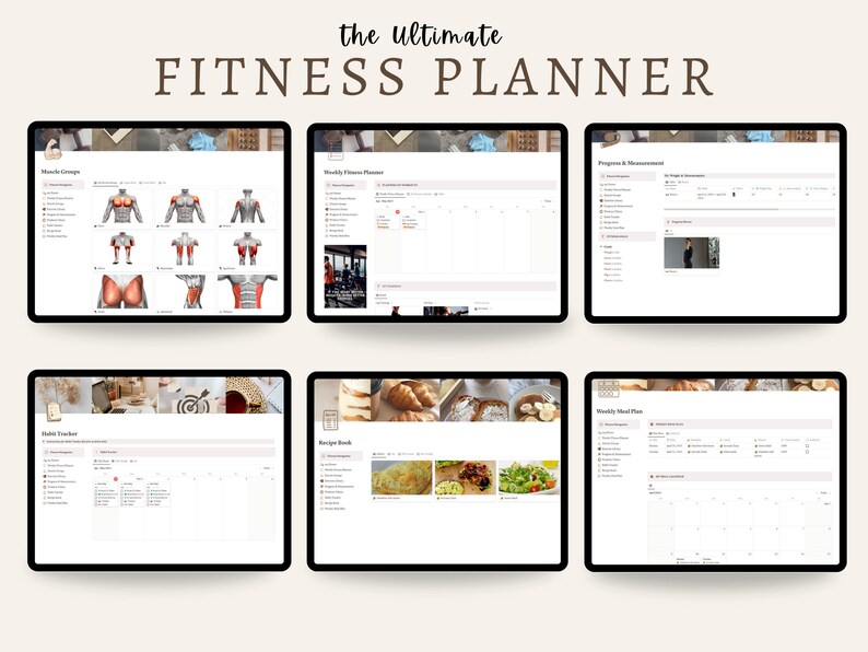 PLR Digital Fitness Planner Notion Template Minimalist Fitness Etsy