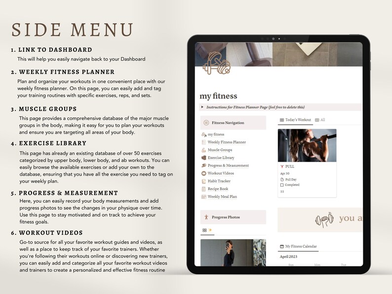 PLR Digital Fitness Planner Notion Template Minimalist Fitness Etsy