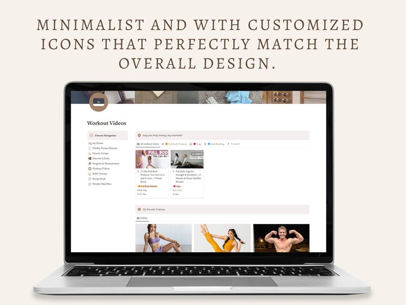 PLR Digital Fitness Planner Notion Template Minimalist Fitness Etsy