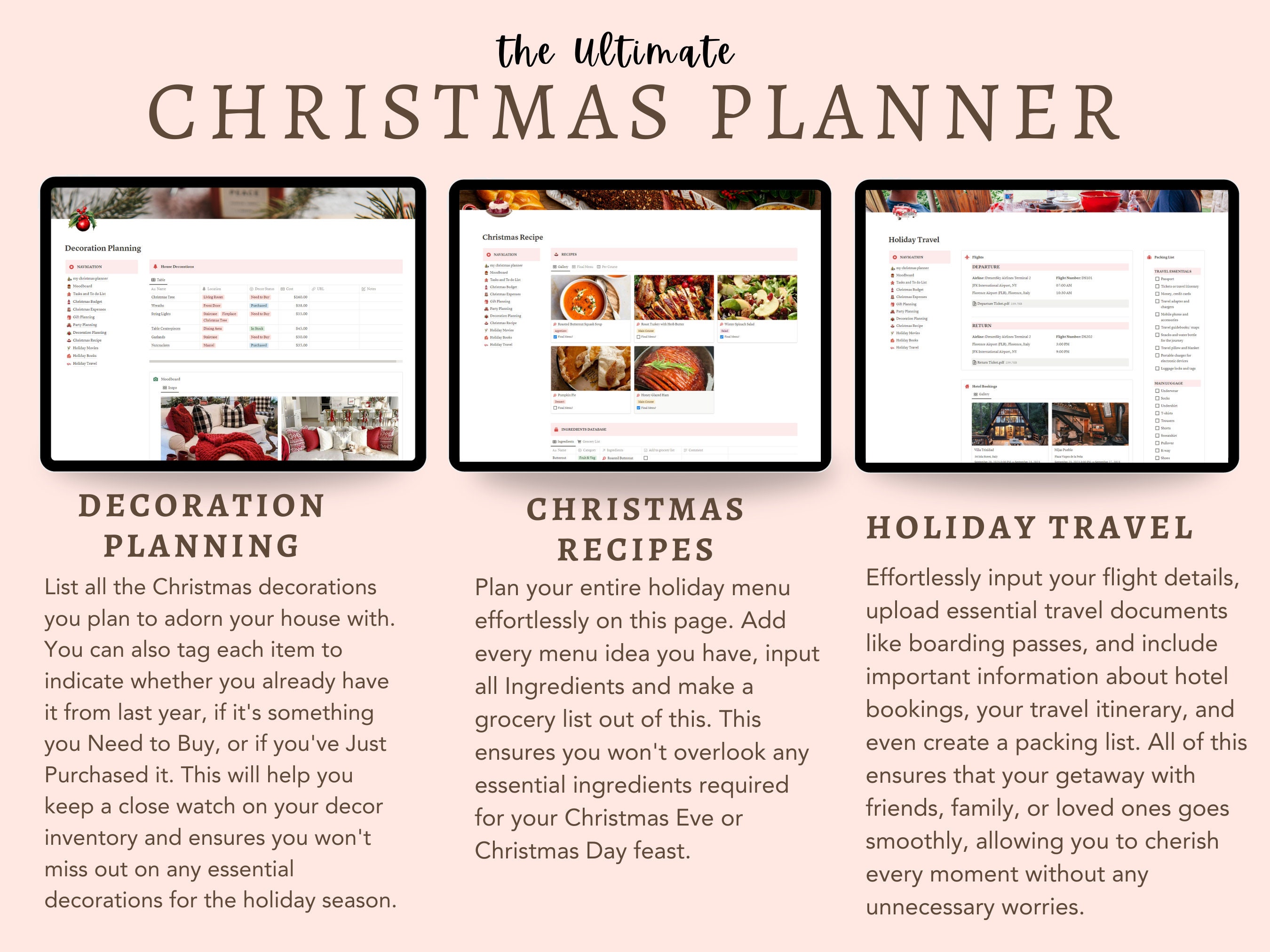 PLR Christmas Planner Notion Template Holiday Planner Christmas
